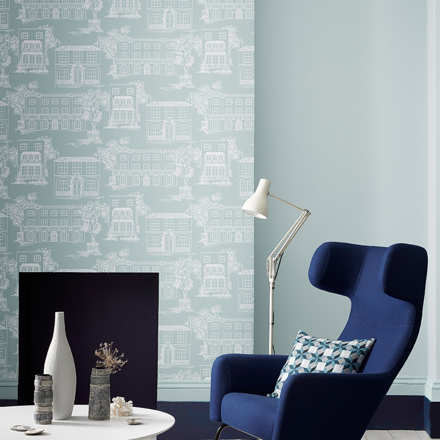 Обои Little Greene 20th Century Papers Hampstead − Penumbra 0288HAPENUM фото в интерьере