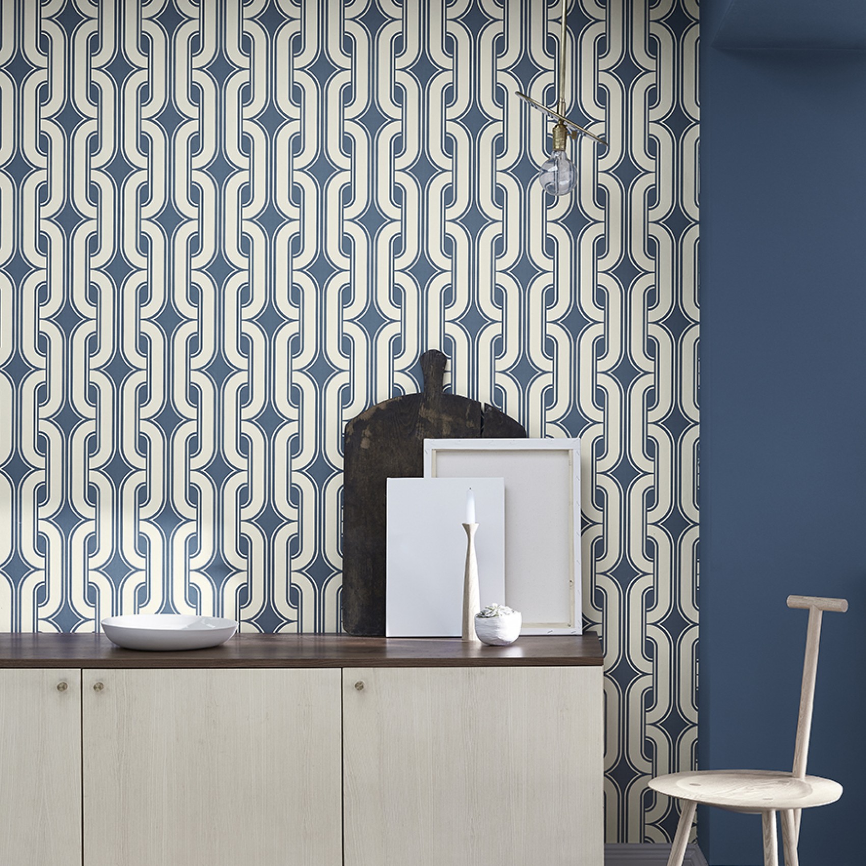 Обои Little Greene 20th Century Papers Lavaliers - Low Wave 0288LALOWWA фото в интерьере