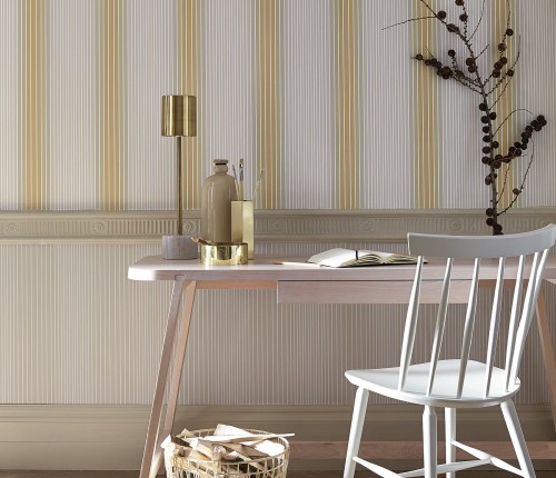 Обои Little Greene Painted Papers Ombre Stripe-Lichen/Doric 0286OSLICHE фото в интерьере