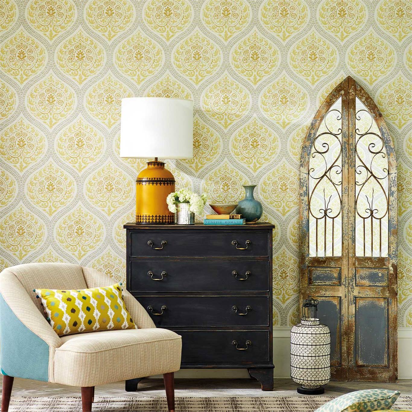 Обои Sanderson Caspian Madurai 216756 фото в интерьере