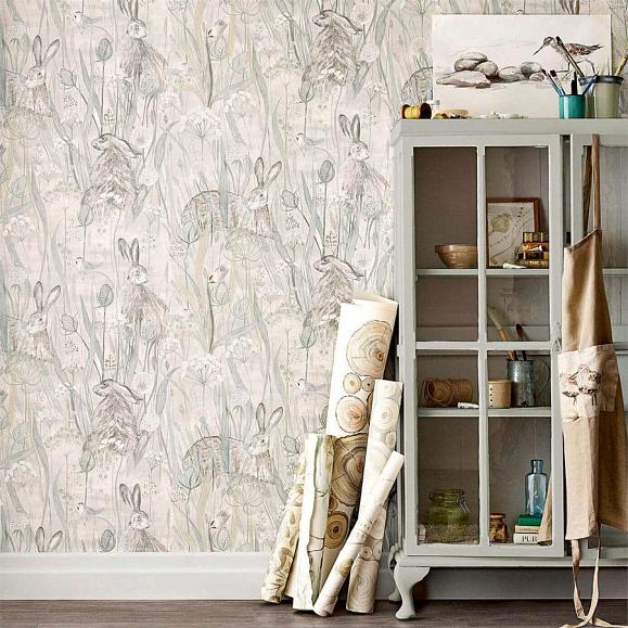 Обои Sanderson Embleton Bay Dune Hares 216518 фото в интерьере