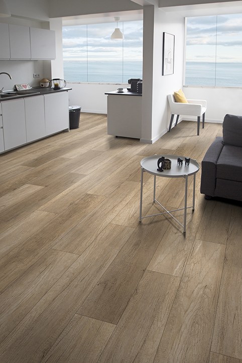 Пробковый пол замковый CorkArt Design concept Enzo DW 4006 DNN B 1200×210×10,5 фото в интерьере