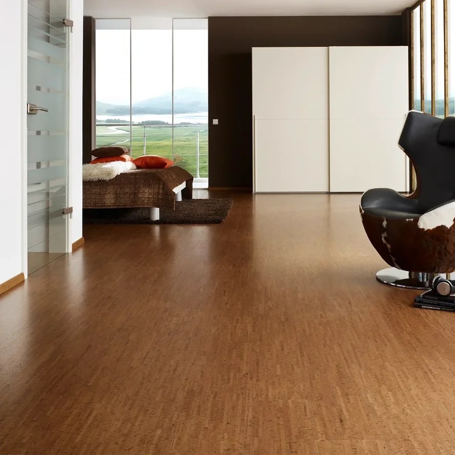 Пробковый пол клеевой CorkArt Natural 378 NN 600×300×6 фото в интерьере