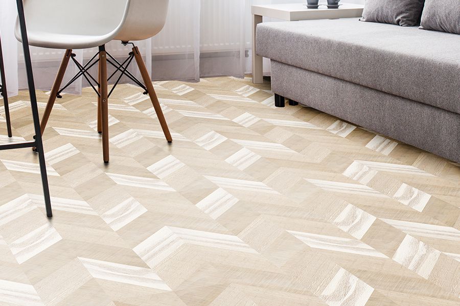 Пробковый пол замковый Corkstyle Chevron Creme французская елка 1235×305×10