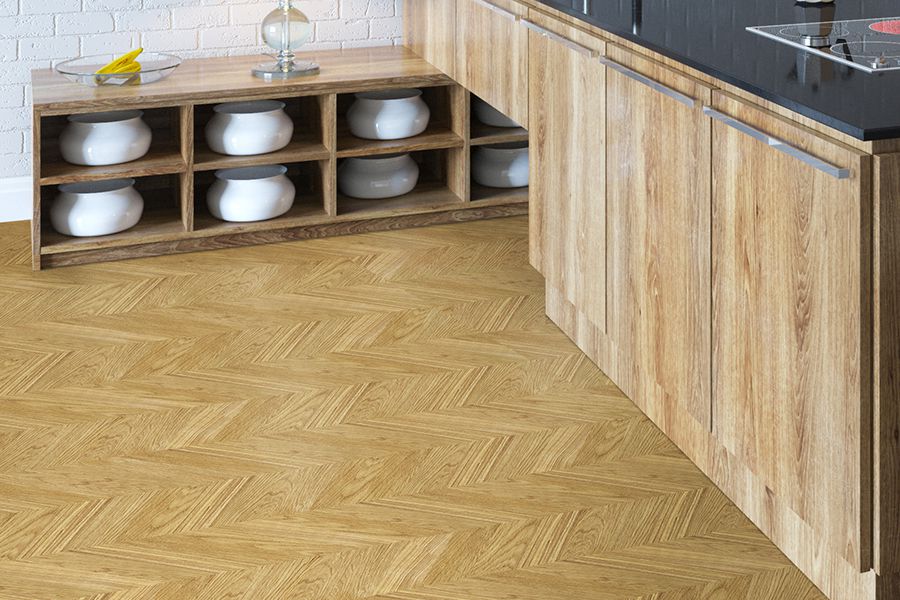 Пробковый пол замковый Corkstyle Chevron Gold французская елка 1235×305×10
