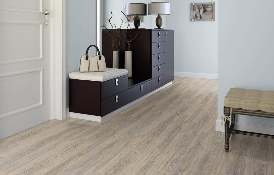 Пробковый пол клеевой Corkstyle Wood Cork Oak Leached 915×305×6 фото в интерьере