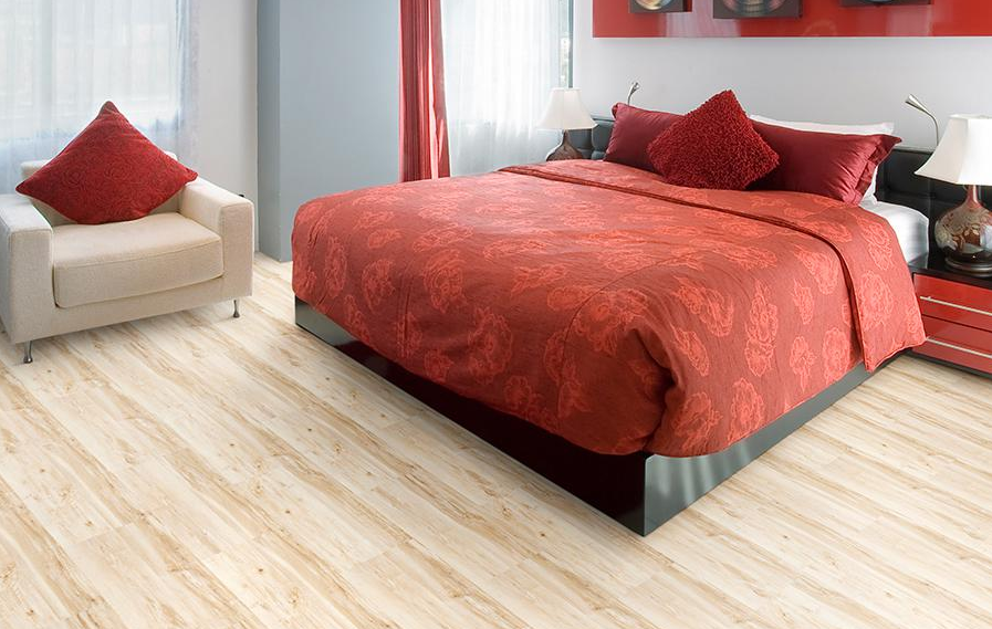 Пробковый пол замковый Corkstyle Wood Maple 915×305×10 фото в интерьере