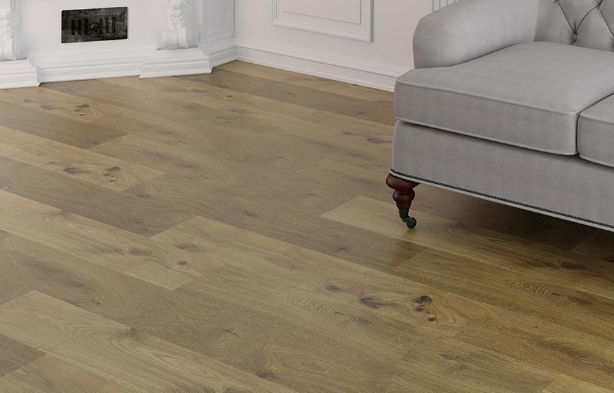 Пробковый пол клеевой Corkstyle Wood XL Oak Knotty 1235×200×6 фото в интерьере