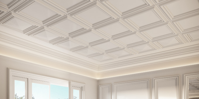Потолочный плинтус под покраску Orac Decor New Classic C324 с подсветкой 2000×34×83 фото в интерьере