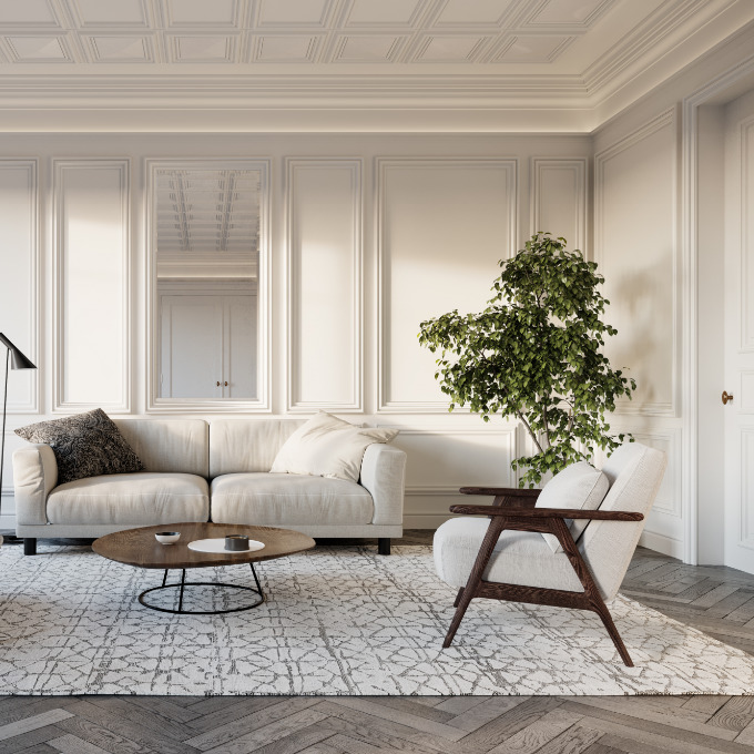 Потолочный плинтус под покраску Orac Decor New Classic C327 2000×159×143 фото в интерьере