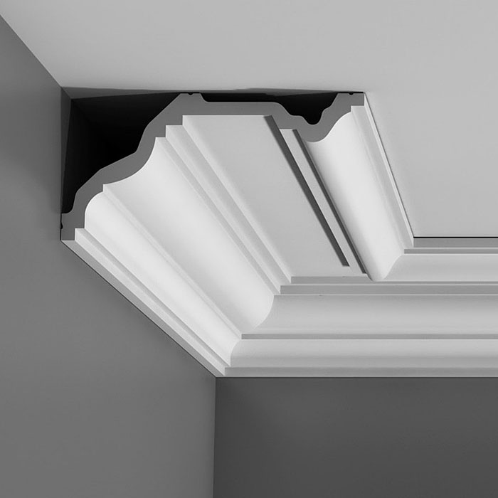 Потолочный плинтус под покраску Orac Decor Luxxus C332 2000×114×230 фото в интерьере