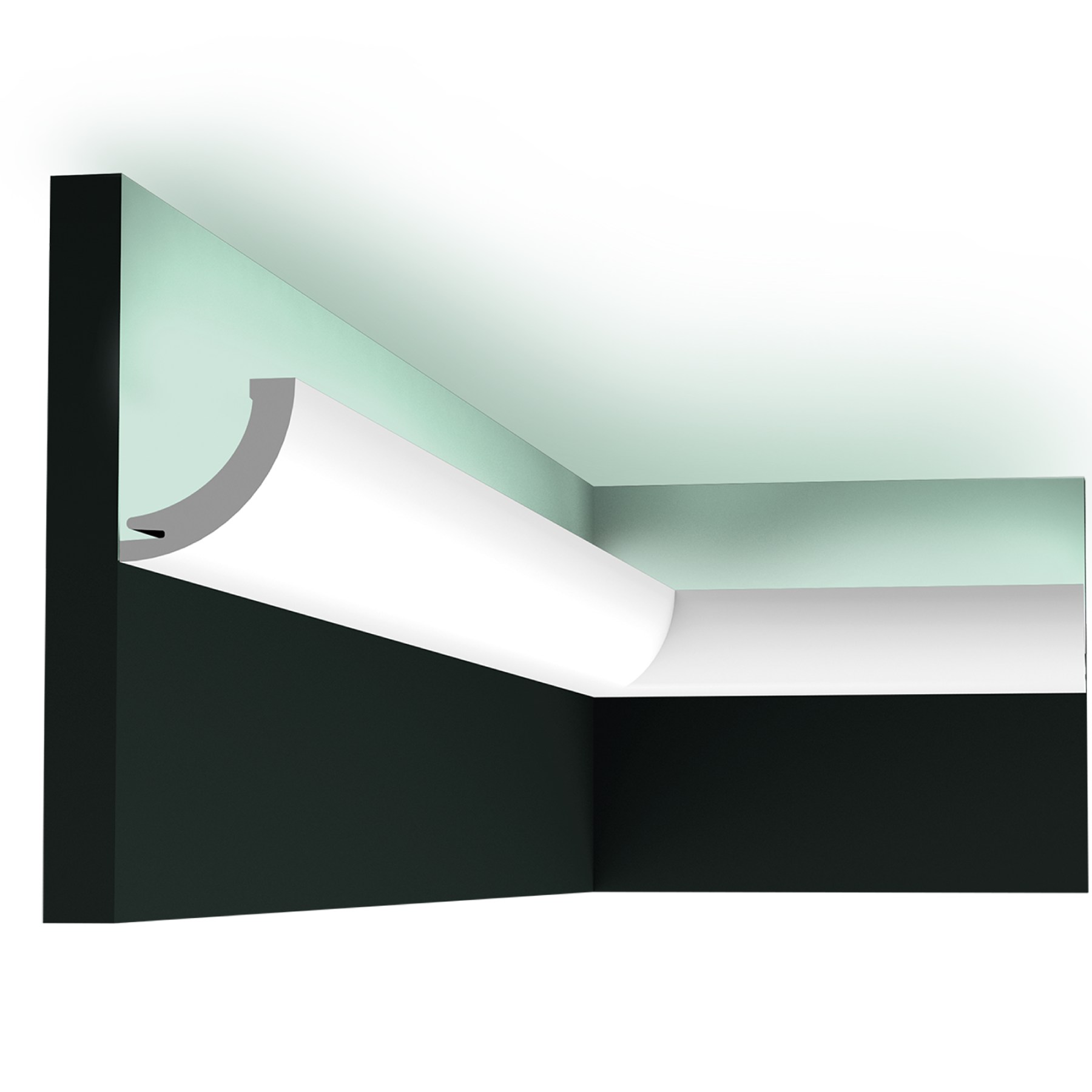 Потолочный плинтус под покраску Orac Decor Modern Curve C362 с подсветкой 2000×50×50