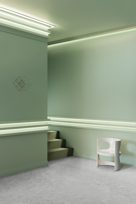 Потолочный плинтус под покраску Orac Decor Modern L3 C382 с подсветкой 2000×50×140 фото в интерьере