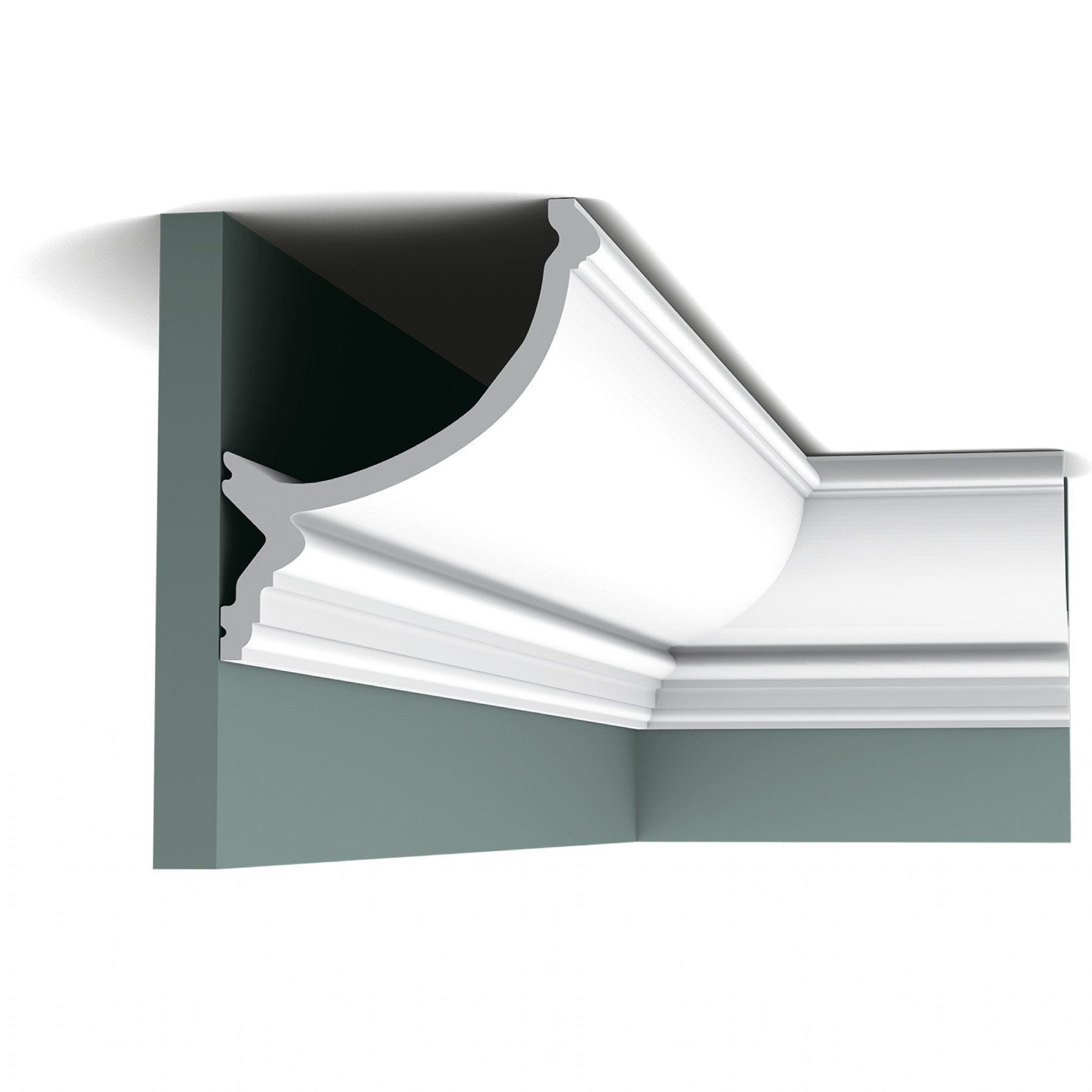 Потолочный плинтус под покраску Orac Decor New Classic C900 с подсветкой 2000×146×171