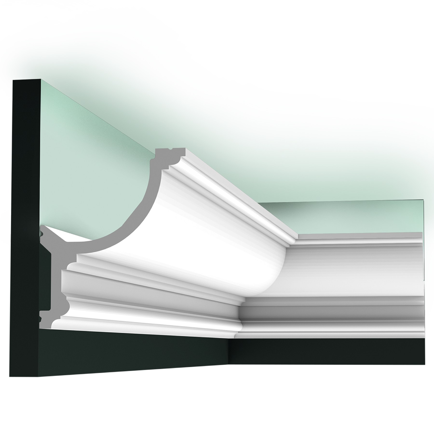 Потолочный плинтус под покраску Orac Decor Luxxus C901 с подсветкой 2000×124×148