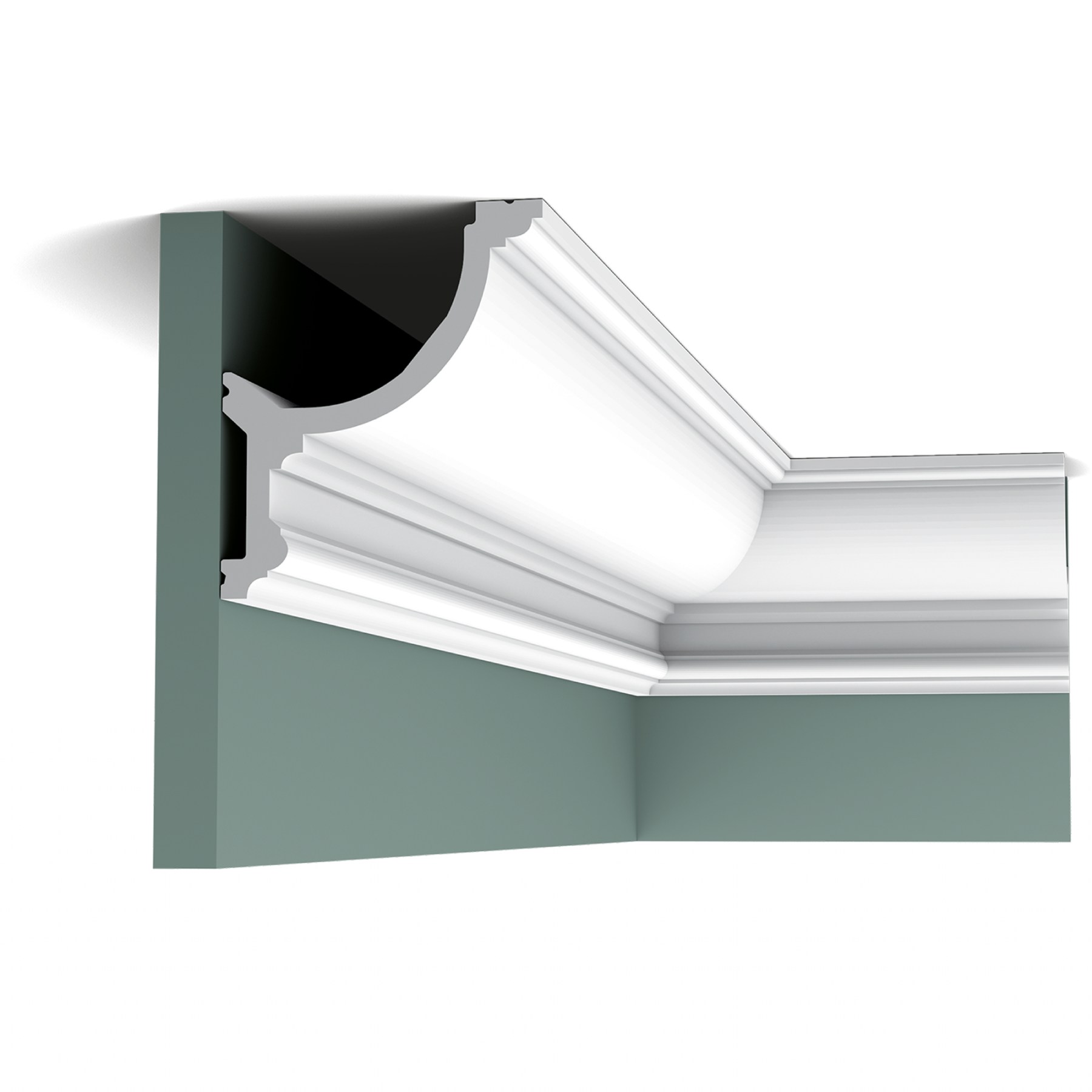 Потолочный плинтус под покраску Orac Decor Luxxus C901 с подсветкой 2000×124×148