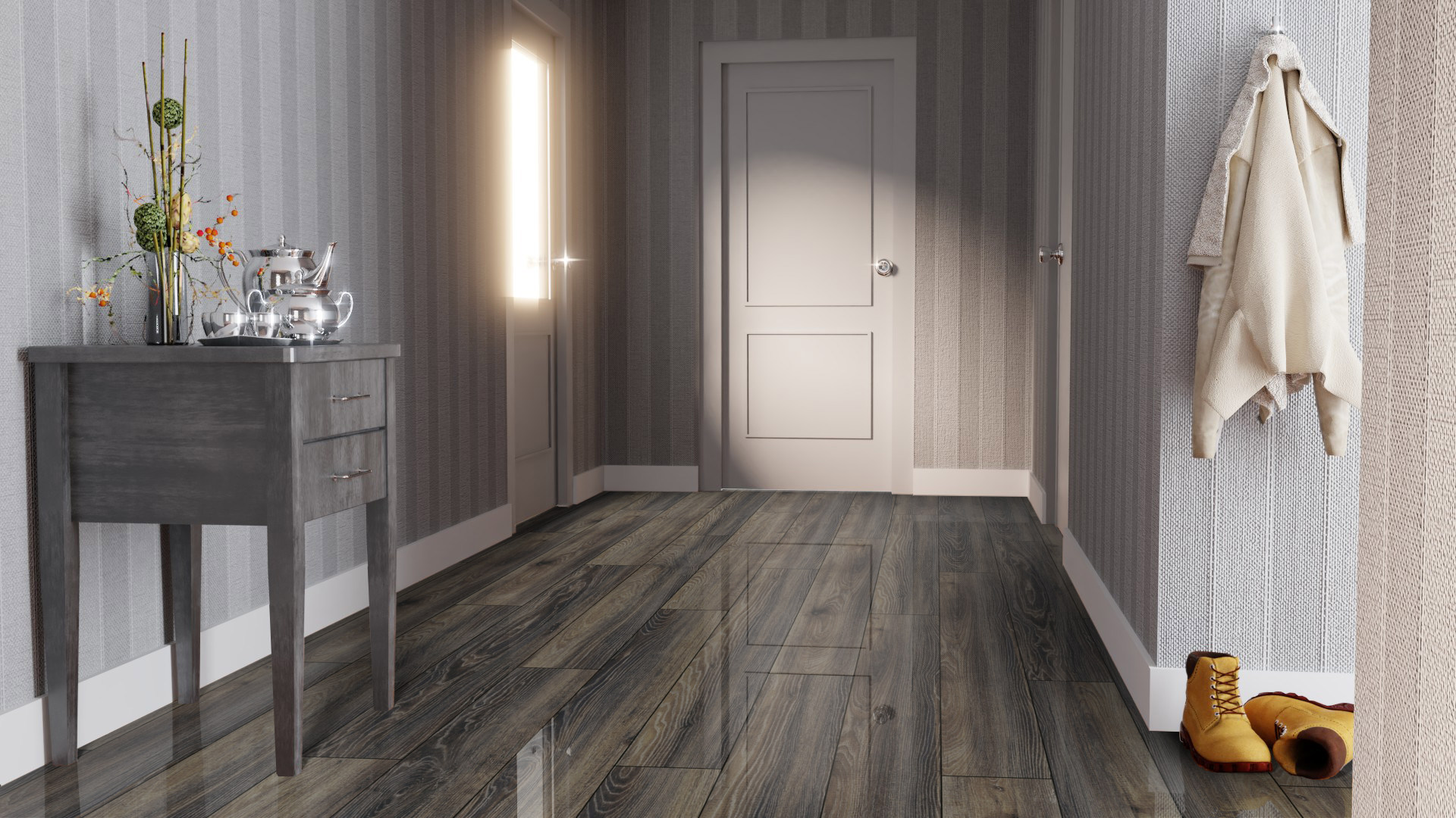 Ламинат Falquon Blue Line Wood 8 Canyon Black Oak D3686 1220×193×8 фото в интерьере