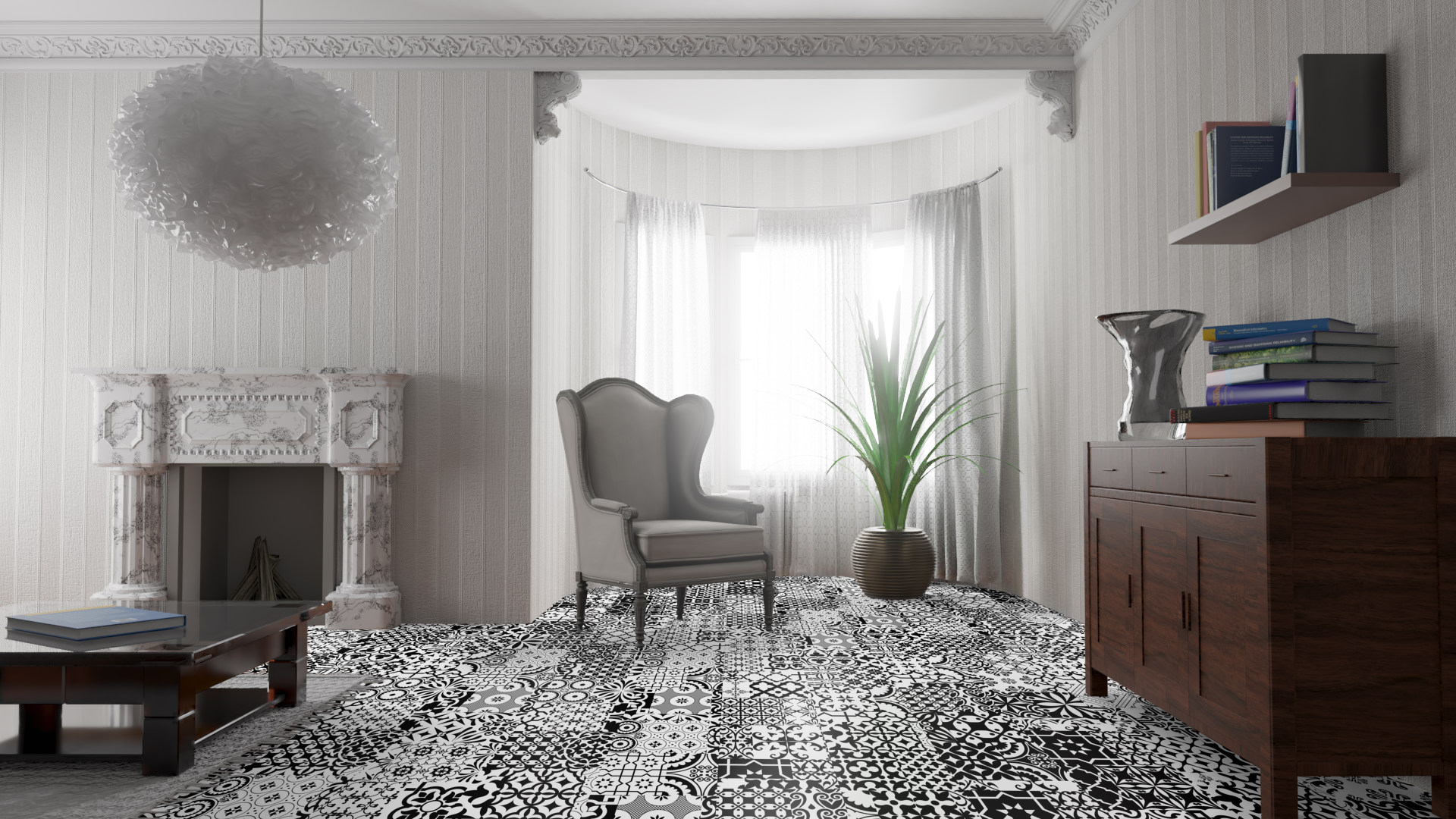 Ламинат Falquon Quadraic Black&amp;White Q002 810×400×8 фото в интерьере