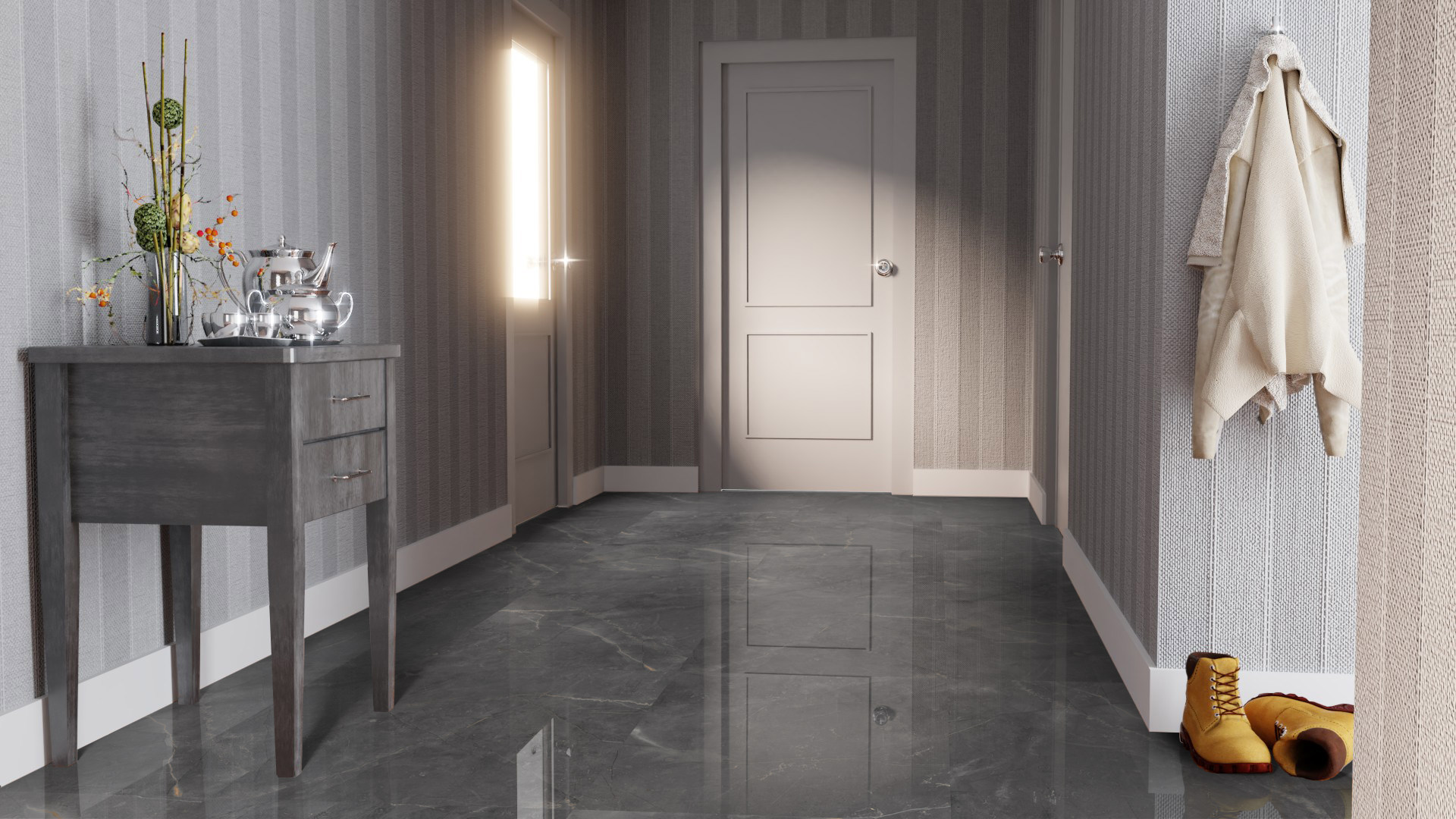 Ламинат Falquon Quadro Marmorata Grigia Q1003 610×610×8 фото в интерьере Ламинат Falquon Quadro Marmorata Grigia Q1003 610×610×8 фото в интерьере