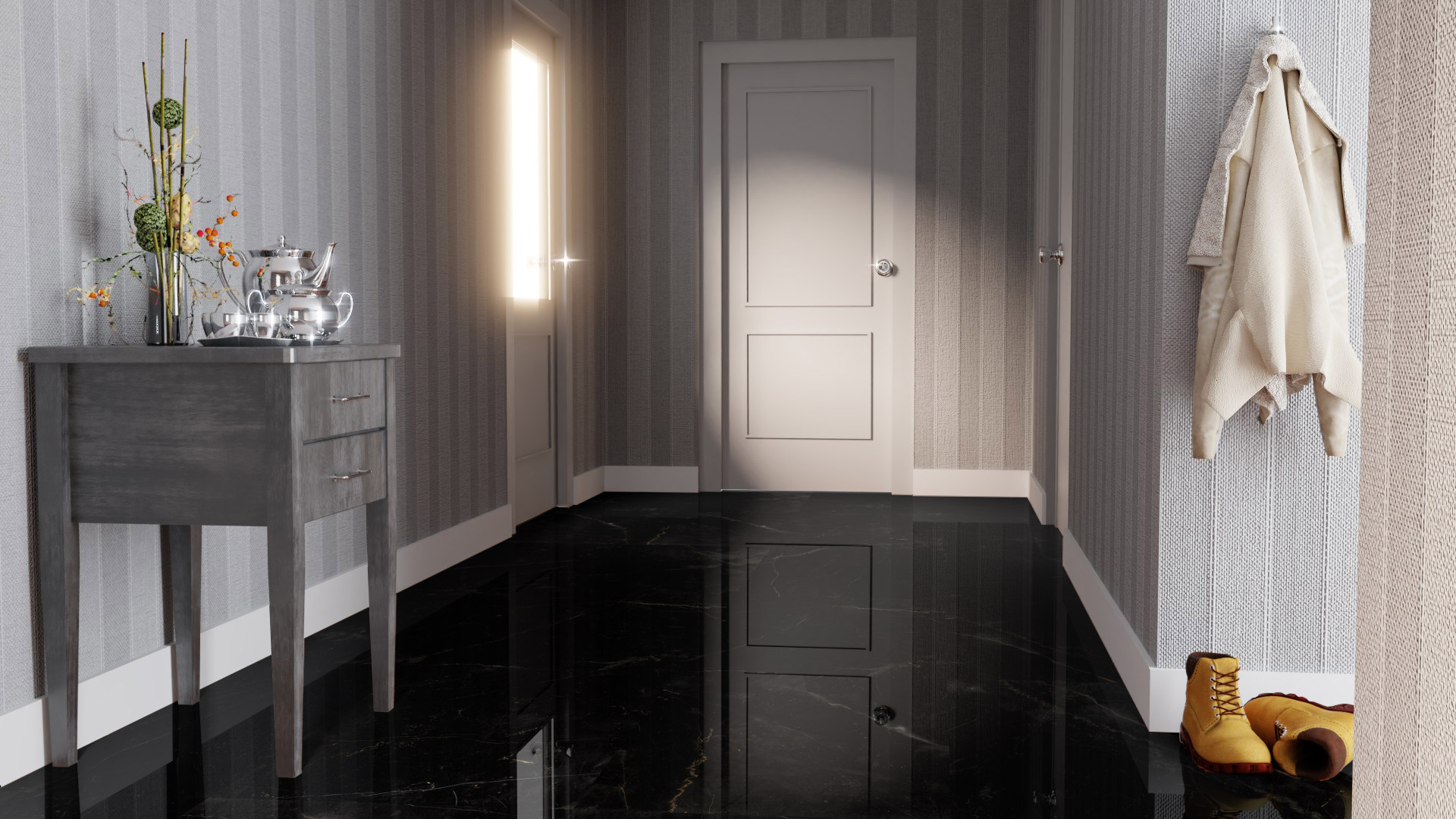 Ламинат Falquon Quadro Marmorata Nera Q1006 610×610×8 фото в интерьере Ламинат Falquon Quadro Marmorata Nera Q1006 610×610×8 фото в интерьере