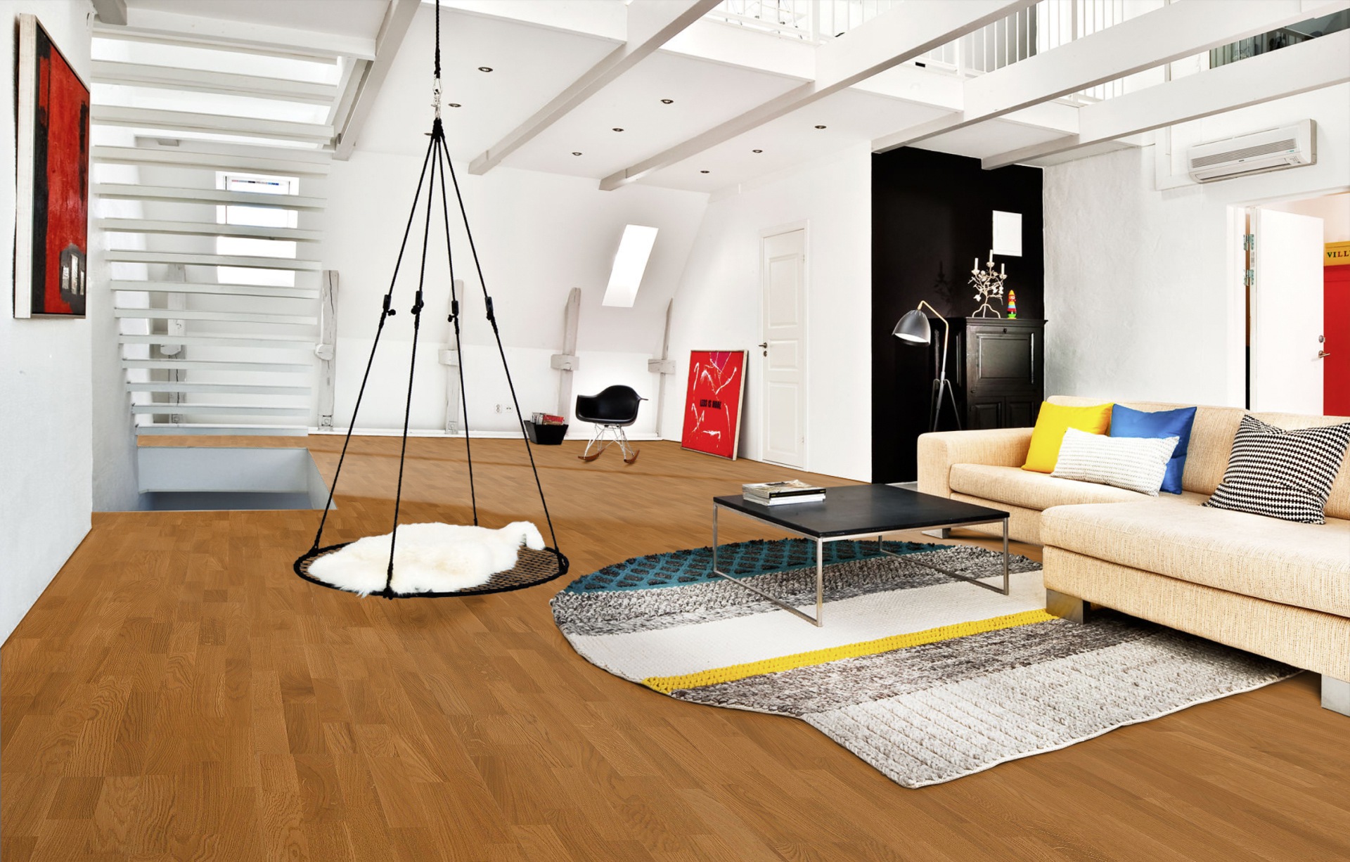 Паркетная доска Kahrs Трес Дуб Пима Pima 133NABEK7CUW240 Variation 2423×200×13 фото в интерьере
