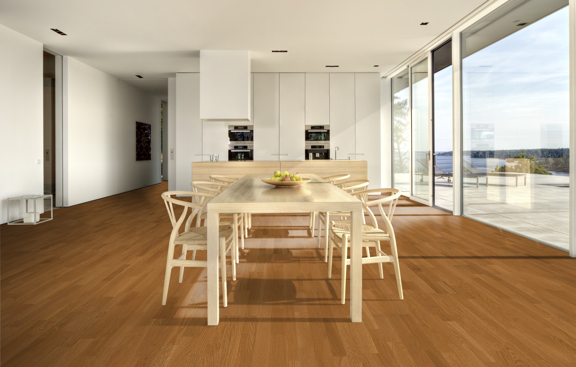 Паркетная доска Kahrs Трес Дуб Пима Pima 133NABEK7CUW240 Variation 2423×200×13 фото в интерьере