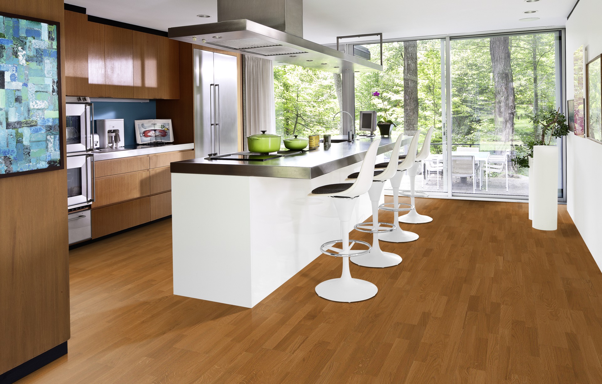 Паркетная доска Kahrs Трес Дуб Пима Pima 133NABEK7CUW240 Variation 2423×200×13 фото в интерьере