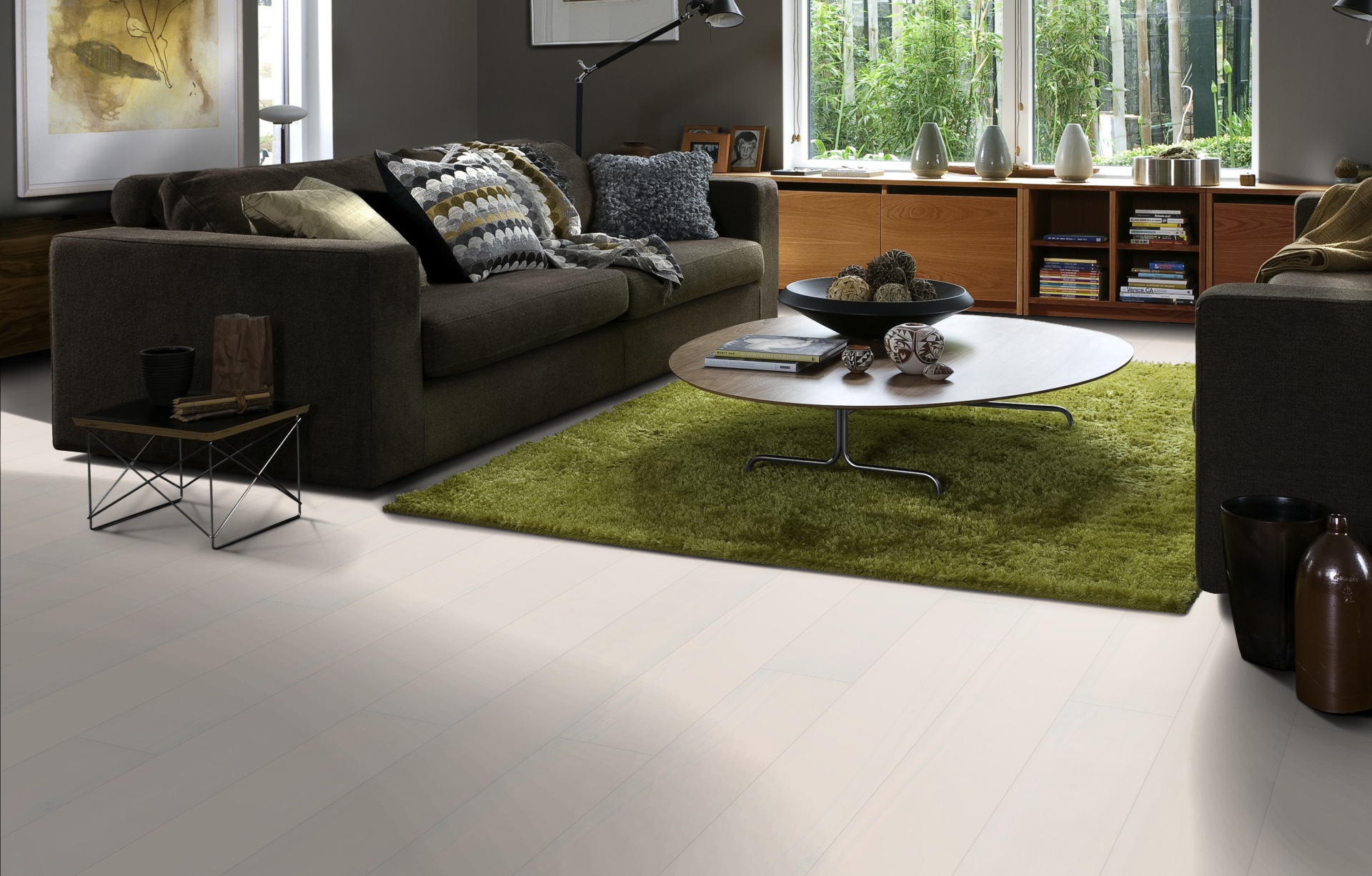 Паркетная доска Kahrs Бук Белое Сияние Opaque 2420×187×15 фото в интерьере