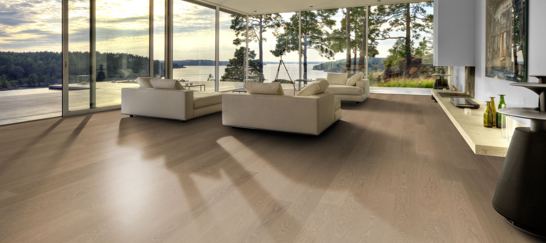 Паркетная доска Kahrs Столичная Дуб Прага Prague 151N4AEKD4KW240 Calm 2420×187×15 фото в интерьере