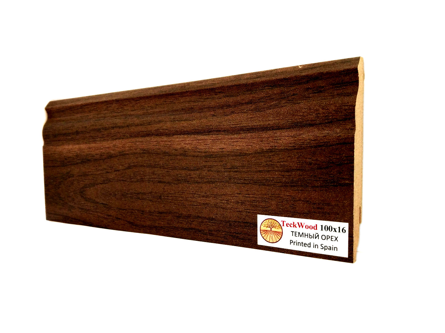Плинтус МДФ ламинированный TeckWood Темный орех 2150×100×16