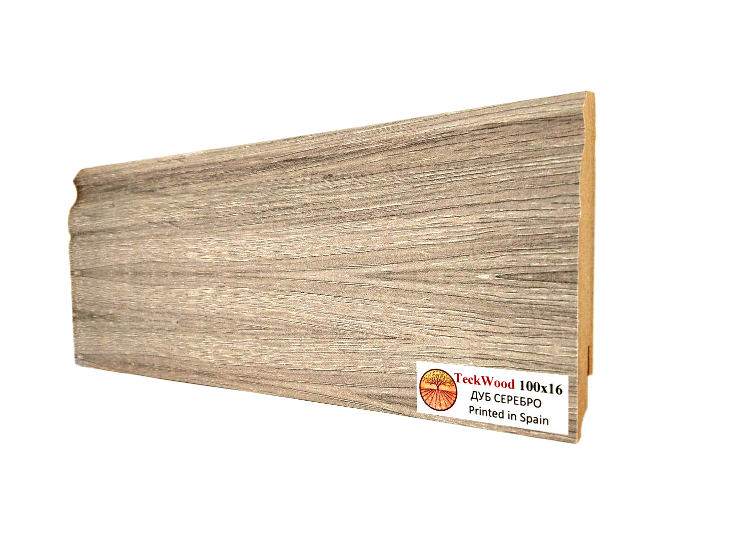 Плинтус МДФ ламинированный TeckWood дуб Серебро 2150×100×16