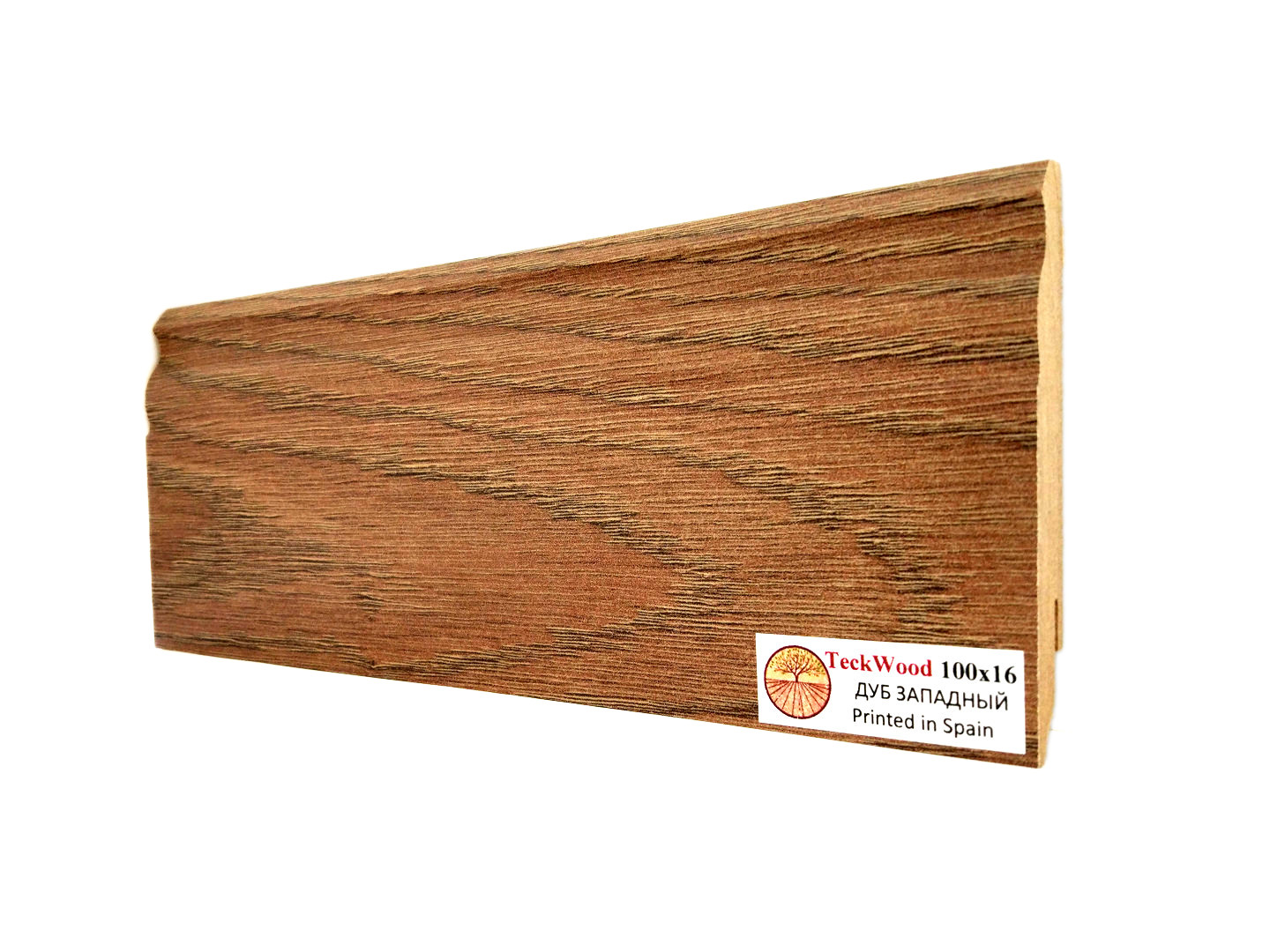 Плинтус МДФ ламинированный TeckWood дуб Западный 2150×100×16