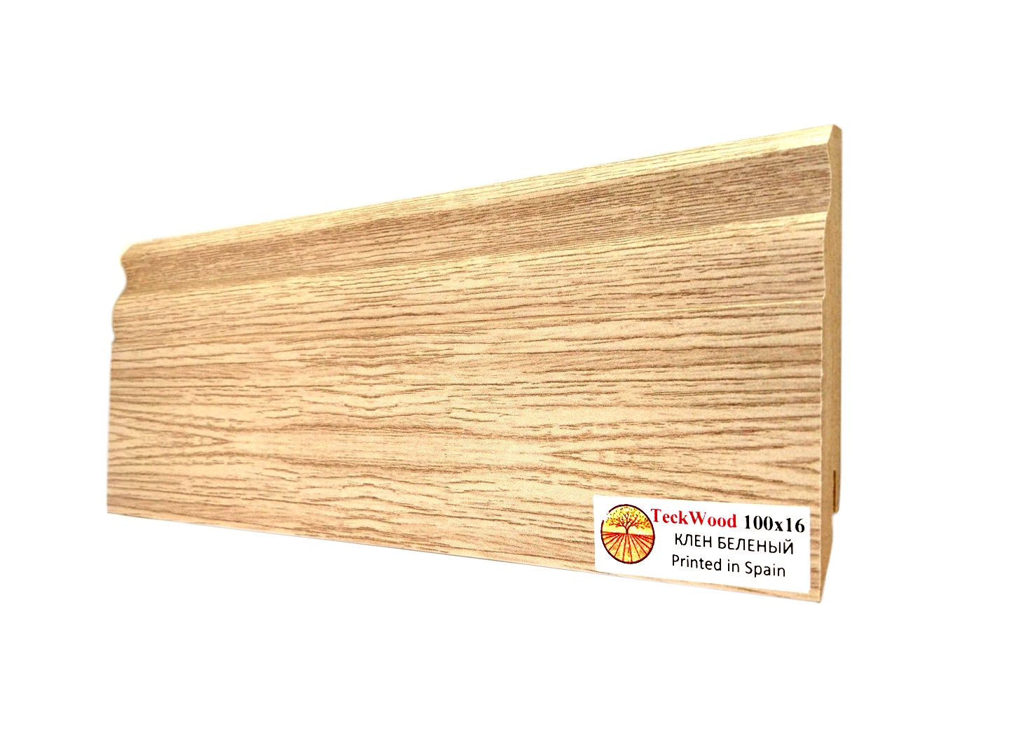 Плинтус МДФ ламинированный TeckWood клен Беленый 2150×100×16