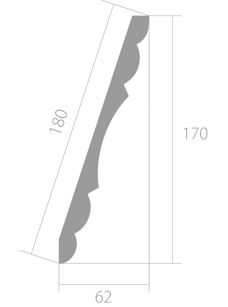 Потолочный плинтус ЛДФ под покраску Ultrawood CR 022 2440×170×62 Потолочный плинтус ЛДФ под покраску Ultrawood CR 022 2440×170×62