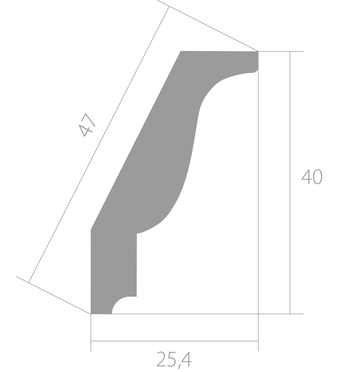 Потолочный плинтус ЛДФ под покраску Ultrawood CR 0025 2440×25,4×40