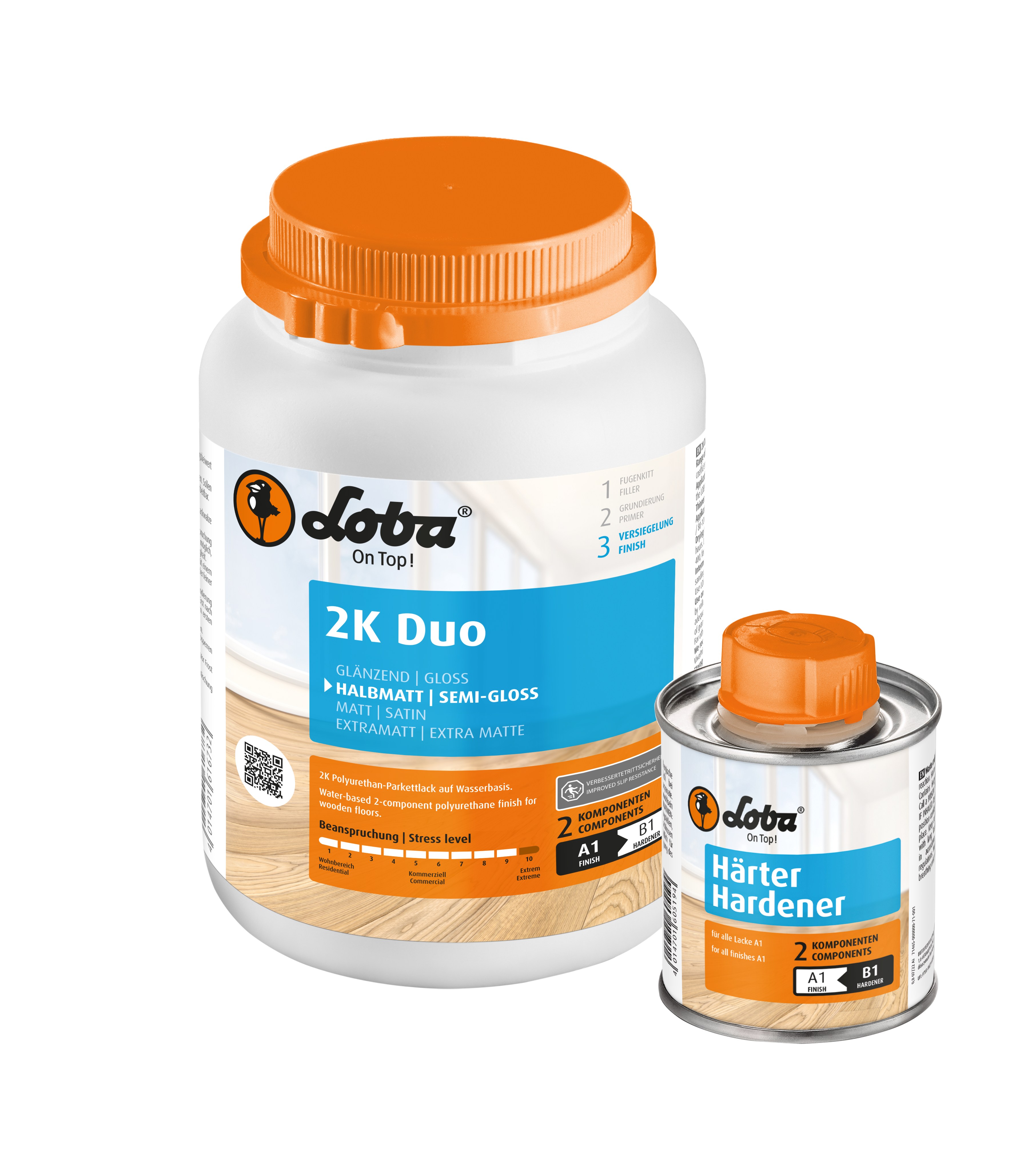 Лак для паркета Loba 2K DUO полуматовый 1 кг Лак для паркета Loba 2K DUO полуматовый 1 кг