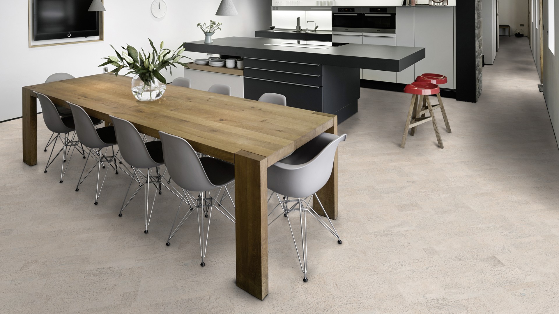 Пробковый пол замковый Wicanders Cork Essence Identity Moonlight I801002 905×295×10,5 фото в интерьере