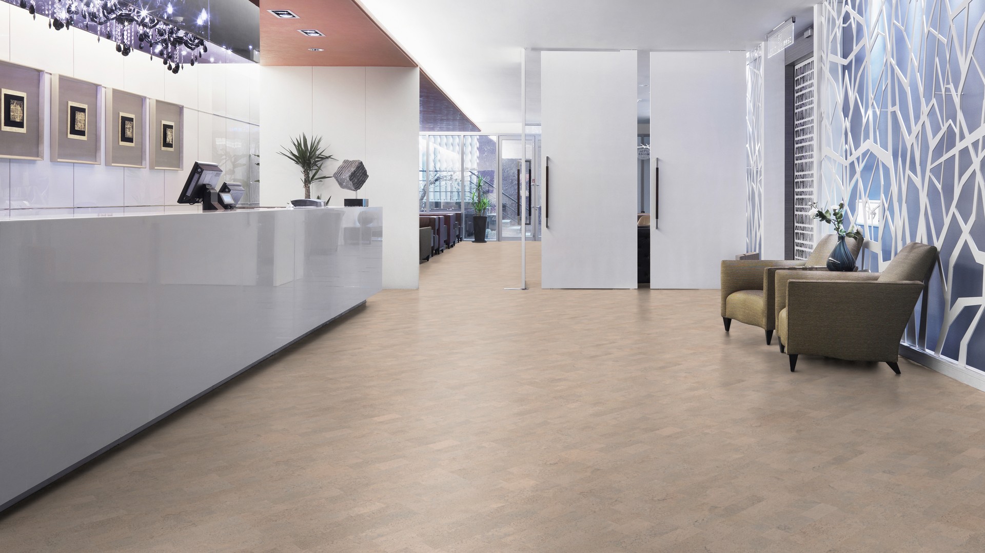 Пробковый пол замковый Wicanders Cork Essence Identity Timide I802002 905×295×10,5 фото в интерьере