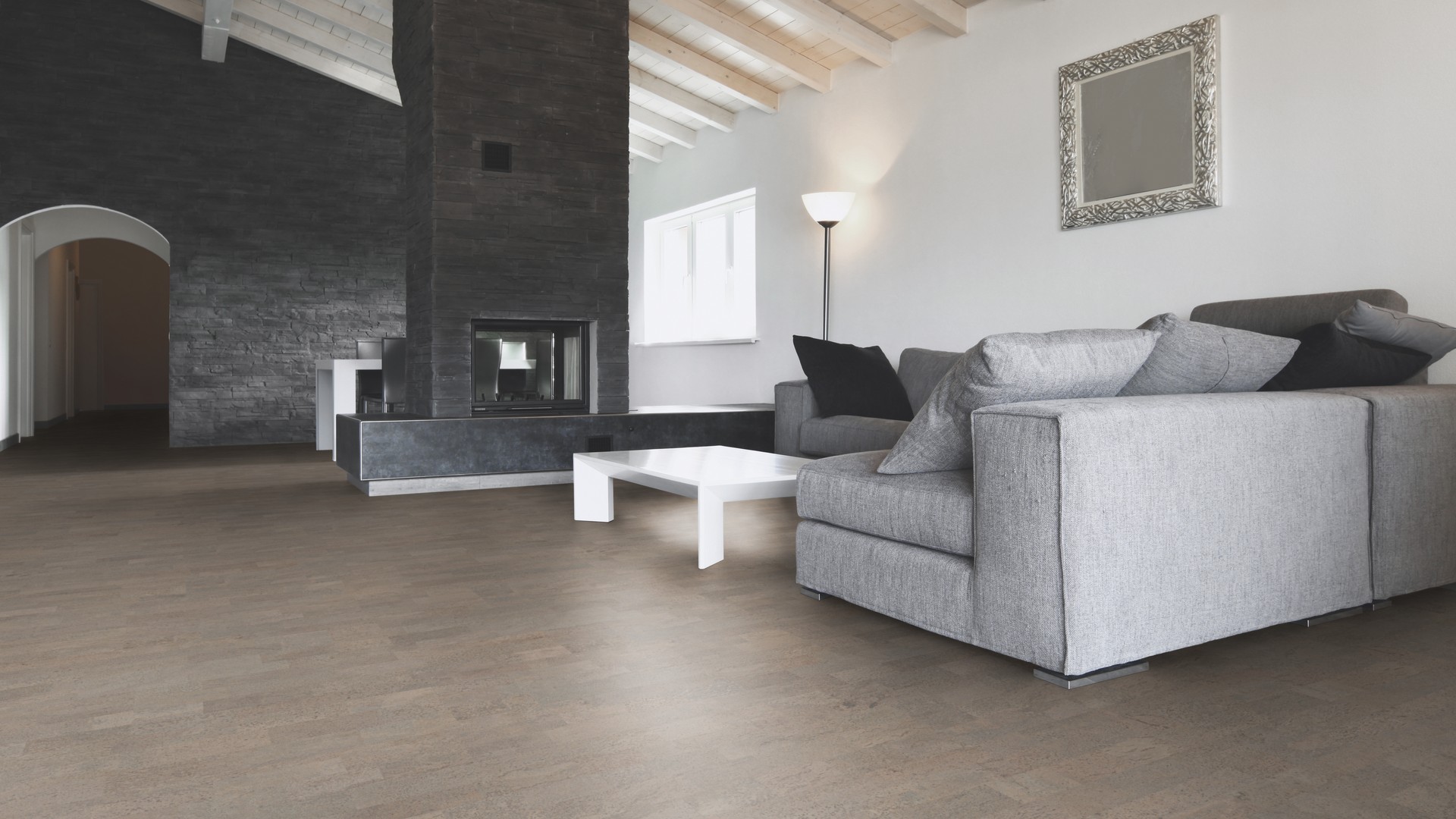 Пробковый пол замковый Wicanders Cork Essence Identity Silver I803002 905×295×10,5 фото в интерьере