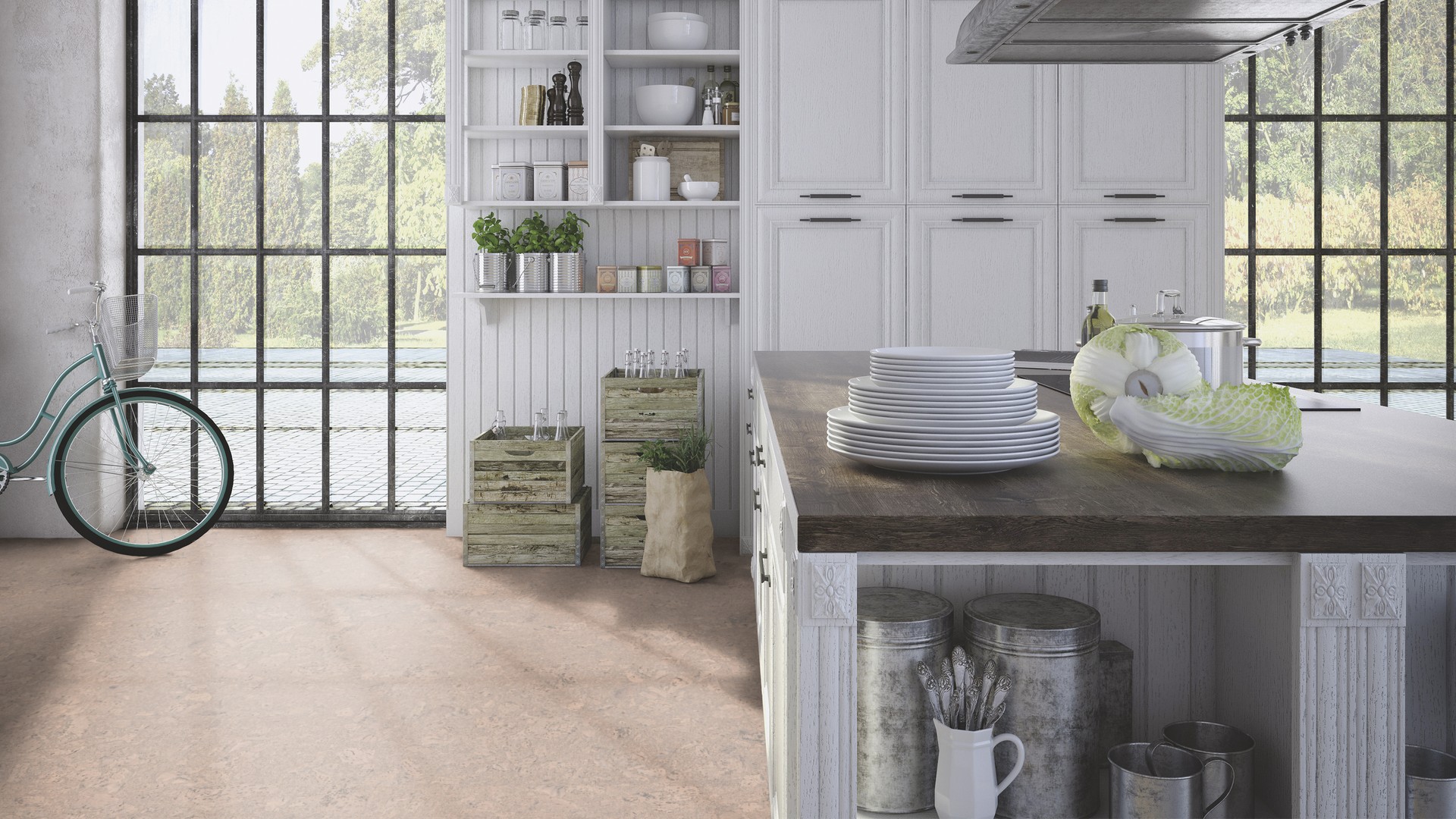 Пробковый пол замковый Wicanders Cork Essence Personality Timide P802002 905×295×10,5 фото в интерьере