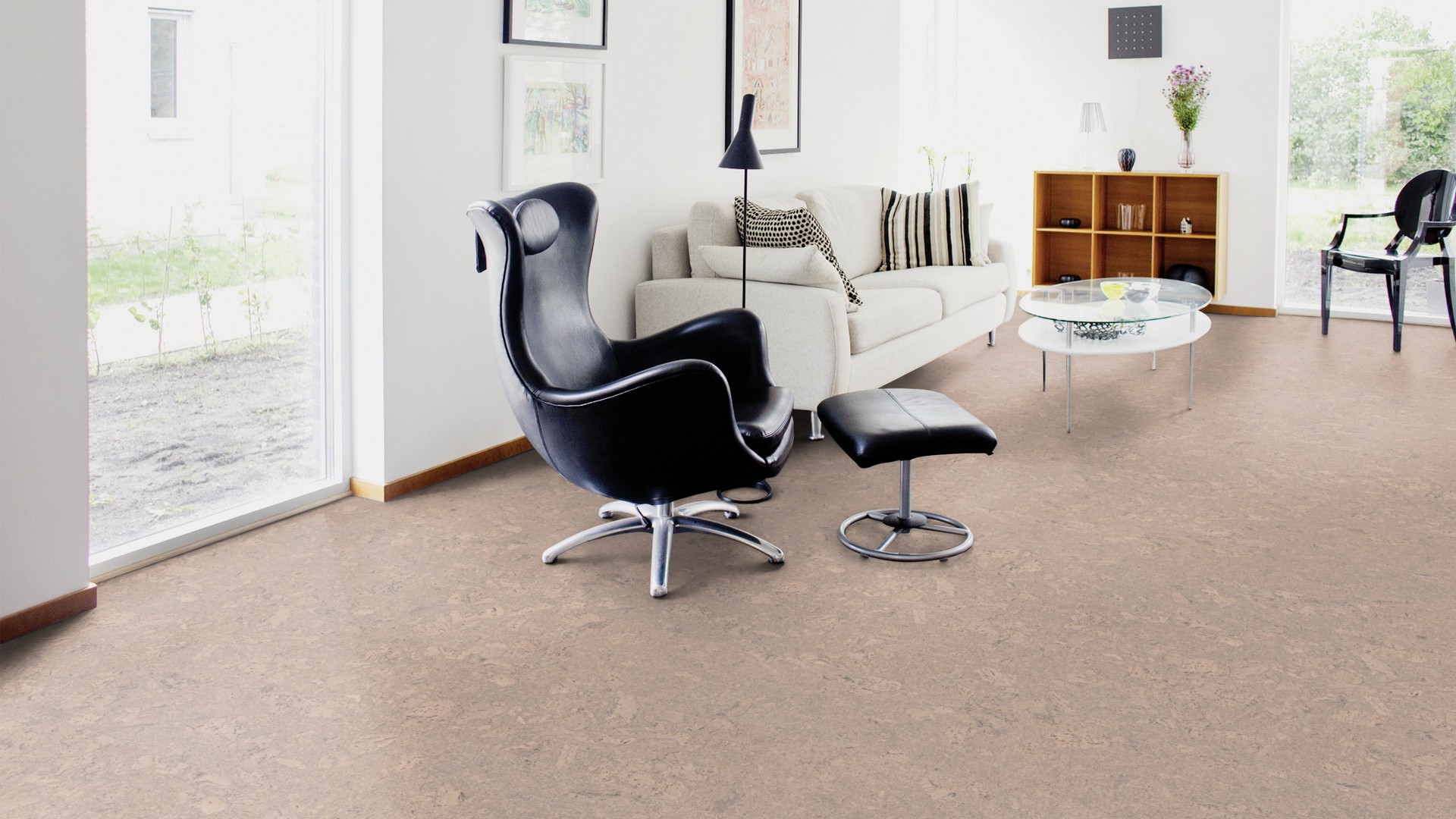 Пробковый пол замковый Wicanders Cork Essence Personality Timide P802002 905×295×10,5 фото в интерьере