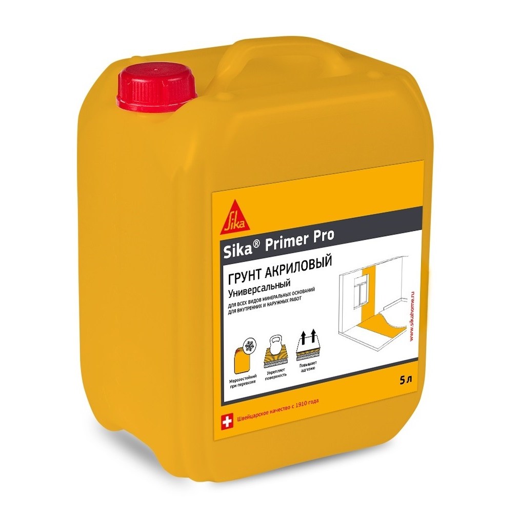 Грунтовка по стяжке Sika Primer Pro 497248 акриловая на водной основе 5 л Грунтовка по стяжке Sika Primer Pro 497248 акриловая на водной основе 5 л