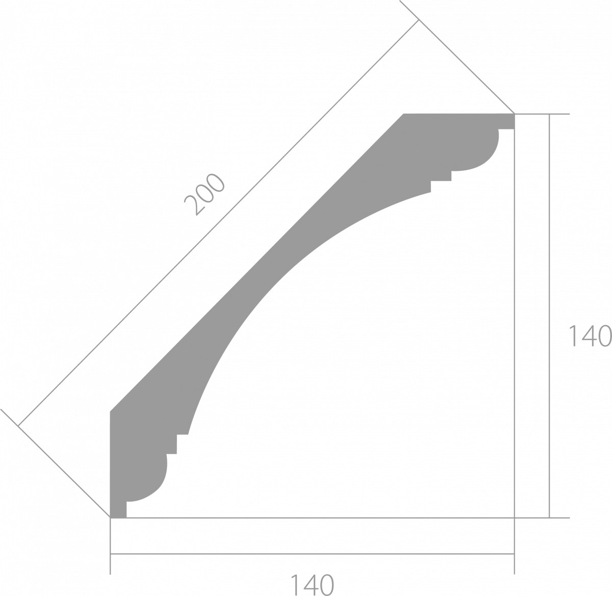 Потолочный плинтус ЛДФ под покраску Ultrawood CR 003 2440×140×140 Потолочный плинтус ЛДФ под покраску Ultrawood CR 003 2440×140×140