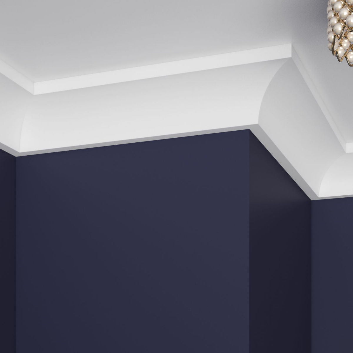 Потолочный плинтус под покраску Ultrawood CR 0012 W 2440×45×45 фото в интерьере