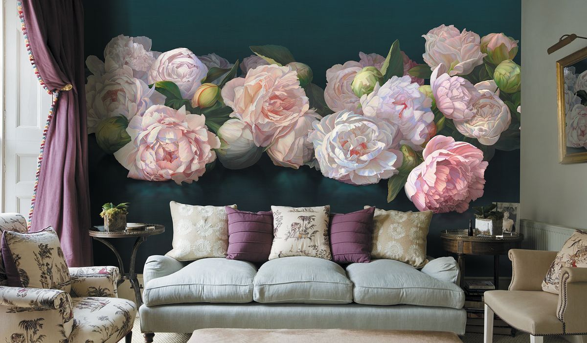Панно Affresco Wallpaper Part 1 Peonies AB48-COL2 2x2,68 м фото в интерьере