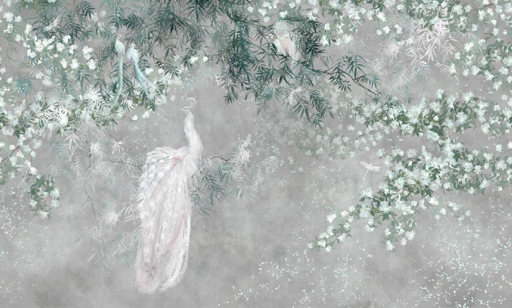 Панно Affresco Wallpaper Part 1 White Birds AB124-COL1 2x3,35 м