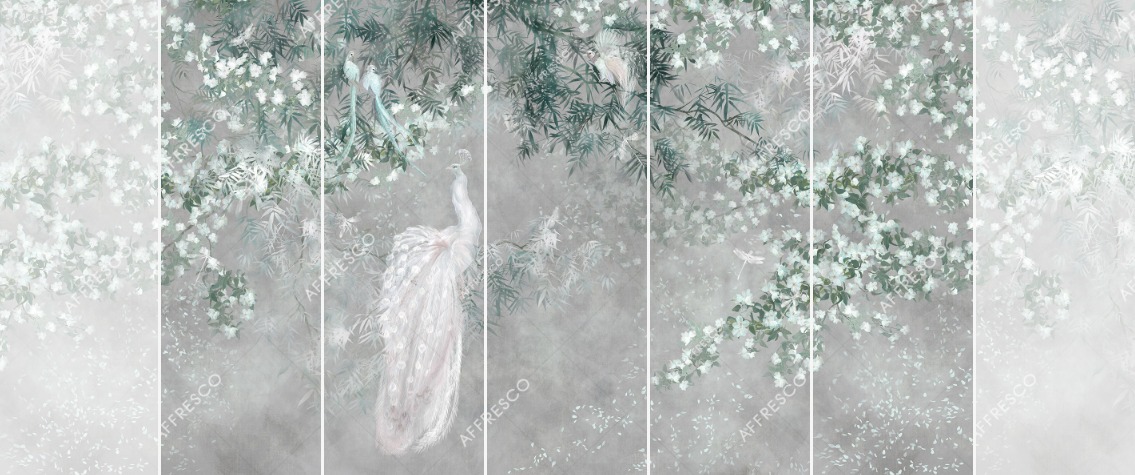 Панно Affresco Wallpaper Part 1 White Birds AB124-COL1 2x3,35 м