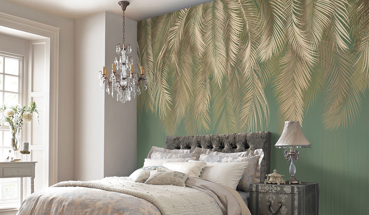 Панно Affresco Wallpaper Part 2 Palm Leaves AF952-COL3 2x2,68 м фото в интерьере