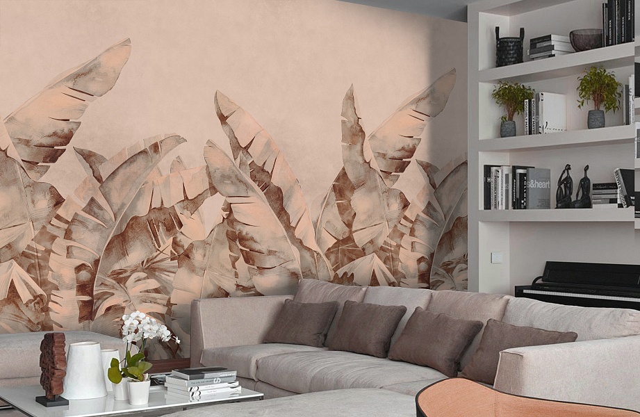 Панно Affresco Wallpaper Part 2 Large Palm Foliage AB131-COL3 2x2,01 м фото в интерьере
