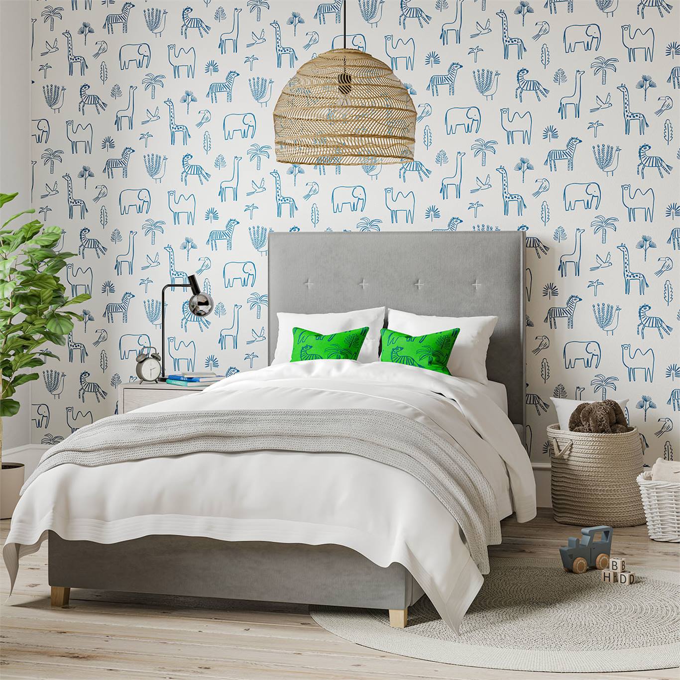 Обои Harlequin Book of Little Treasures Funky Jungle Navy 112630 фото в интерьере